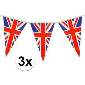 3x Driehoeks vlaggenlijn Groot-brittannie 7mt - Vlaggenlijnen