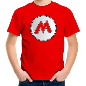 Game verkleed t-shirt voor kinderen - loodgieter Mario - rood - carnaval/themafeest kostuum - Feestshirts