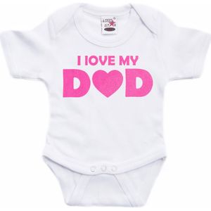 Baby rompertje - i love my dad - roze - glitter - kraam cadeau - Rompertjes