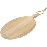 2x Stuks snijplank rond met handvat 36 cm van mango hout - Serveerplank - Broodplank