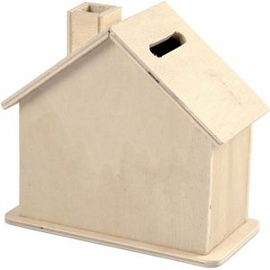 Beschilderbare hobby/knutsel spaarpot houten huisje 10 cm - Spaarpotten