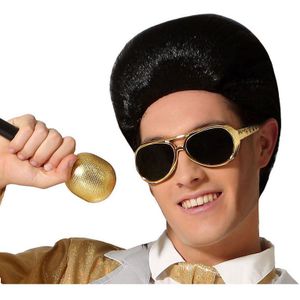 Verkleed bril Elvis/rockster - goud - kunststof - Rock and roll thema accessoires - Verkleedbrillen