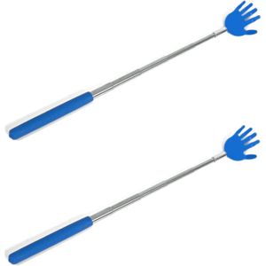 Gerim - Stevige handjes ruggenkrabber - 2x stuks - uitschuifbaar tot 65cm - blauw