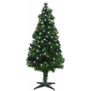 Tweedekans kunst kerstboom - fiber - 150 cm - met kerstverlichting  - Kunstkerstboom