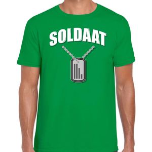 Soldaat dogtag / hanger verkleed t-shirt groen voor heren - Feestshirts
