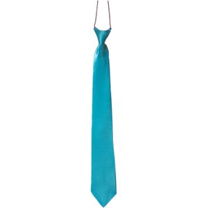Carnaval verkleed accessoires stropdas zijdeglans - turquoise blauw - polyester - heren/dames - Verkleedstropdassen