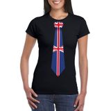 Zwart t-shirt met Engeland vlag stropdas dames - Feestshirts
