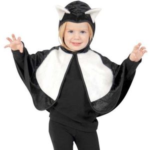 Zwart/witte kat poncho voor peuters - Carnavalskostuums