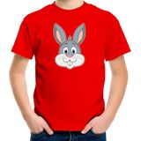 Cartoon konijn t-shirt rood voor jongens en meisjes - Cartoon dieren t-shirts kinderen - T-shirts
