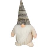 2x stuks pluche gnome/dwerg/kabouter decoratie poppen/knuffels kleding creme en muts 26 x 11 cm - Knuffelpop