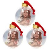 3x stuks DIY foto/fotolijst kunststof kerstballen transparant 8 cm - Kerstbal