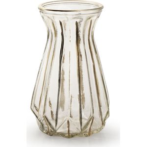 Bloemenvaas Grace - transparant/goud - glas - D12 x H18 cm - Scandinavische vaas - Vazen