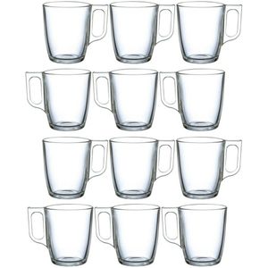 Lunminarc Theeglazen met oor set 12x stuks 250 ml - Koffie- en theeglazen