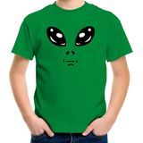 Alien gezicht fun verkleed t-shirt groen voor kinderen - Feestshirts