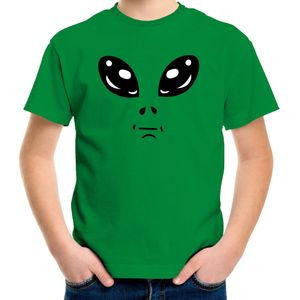 Alien gezicht fun verkleed t-shirt groen voor kinderen - Feestshirts