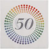 60x Leeftijd 50 jaar themafeest/verjaardag servetten 33 x 33 cm confetti - Feestservetten