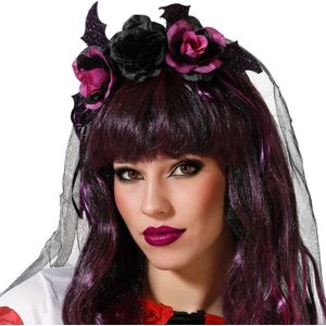 Halloween/horror verkleed diadeem/tiara - dark zombie queen - kunststof - dames/meisjes - Verkleedhoofddeksels