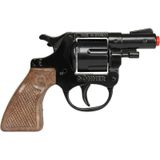Gohner politie verkleed speelgoed revolver/pistool - metaal - met  12x ringen 8 schots plaffertjes - Verkleedattributen