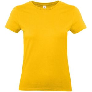 Basic dames t-shirt goud geel met ronde hals - Goud gele dameskleding casual shirts XL