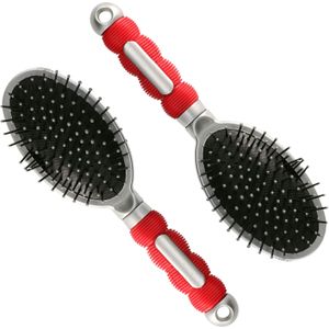 Haarborstel - Rood - Kunststof - 2x 23 cm