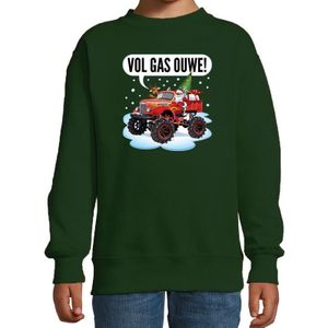 Kersttrui/sweater voor kinderen - monstertruck - vol gas - groen - kerst truien kind
