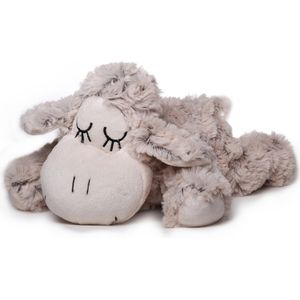 Inware pluche lammetje/schaap knuffeldier - creme - liggend - 30 cm - zeer wollig - Knuffel boederijdieren