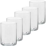 5x Hoge theelichthouders/waxinelichthouders van glas 5,5 x 6,5 cm - Glazen kaarsenhouders - Woondecoraties