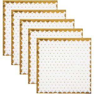 Feest servetten - stippen - 100x stuks - 25 x 25 cm - papier - wit/goud - Feestservetten