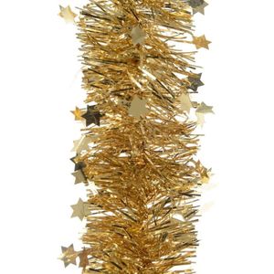 Feestversiering folie slinger sterretjes goud 10 x 270 cm kunststof/plastic feestversiering - Feestslingers