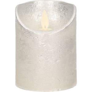 1x Zilveren LED kaarsen / stompkaarsen met bewegende vlam 10 cm - LED kaarsen