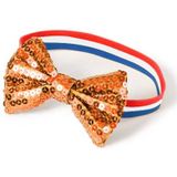 2x stuks rood/wit/blauw armbandje met oranje strik - Verkleedarmdecoratie