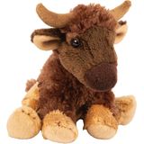 Pluche knuffel dieren bizon buffel 15 cm - Speelgoed knuffelbeesten buffels