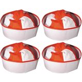 Set van 4x stuks rood matrozen zeeman hoedje / matrozenpet - Verkleedhoofddeksels