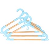 Storage Solutions kledinghangers voor kinderen - 3x - kunststof/hout - blauw - Sterke kwaliteit