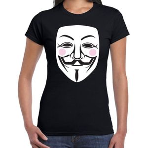 V for Vendetta masker t-shirt zwart voor dames  - Feestshirts