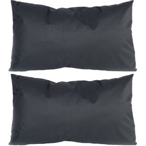8x Bank/sier kussens voor binnen en buiten in de kleur zwart 30 x 50 cm - Sierkussens