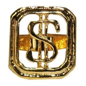 Carnaval/verkleed spullen - Gouden dollar ring verstelbaar - Verkleedsieraden