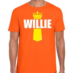 Koningsdag t-shirt Willie met kroontje oranje voor heren - Feestshirts
