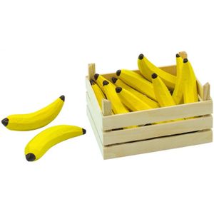 Houten speelgoed bananen in kist 13 x 10 cm - Speelgoedwinkeltjes