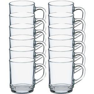 12x Theeglazen/koffieglazen Versailles transparant 250 ml