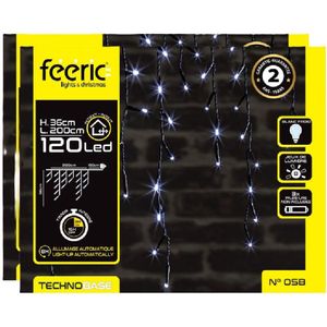 Ijspegelverlichting - set van 2x st - 120 led lampjes - helder wit - 200 cm- batterij - Kerstverlichting lichtgordijn