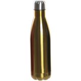 RVS thermos waterfles/drinkfles goud met schroefdop 500 ml - Thermosflessen