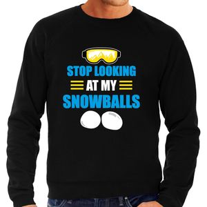 Apres ski trui Stop looking at my snowballs zwart  heren - Wintersport sweater - Foute apres ski out - Feesttruien