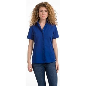 Casual dames overhemd blauw kort mouw - Overhemden