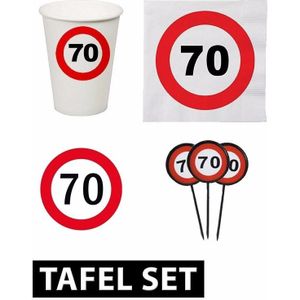 70ste verjaardag tafeldecoratie versiering pakket verkeersbord - Feestpakketten