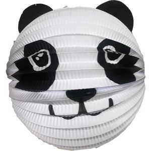 Lampion panda - 20 cm - wit/zwart - papier - Feestlampionnen
