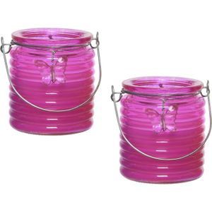 Citronella kaars - 3x - in windlicht - roze - 20 branduren - citrusgeur