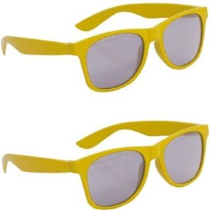 4x stuks kunststof zonnebril geel voor kinderen - Verkleedbrillen