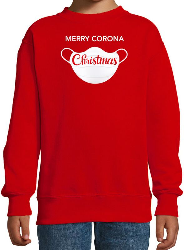 Kersttrui - Rood - Merry Corona Christmas - Voor Kinderen