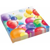 100x stuks feest servetten met verjaardag ballonnen print 33 x 33 cm - Feestservetten